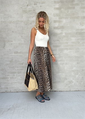 Printed cotton elasticated maxi skirt Leopard F9365 Ganni